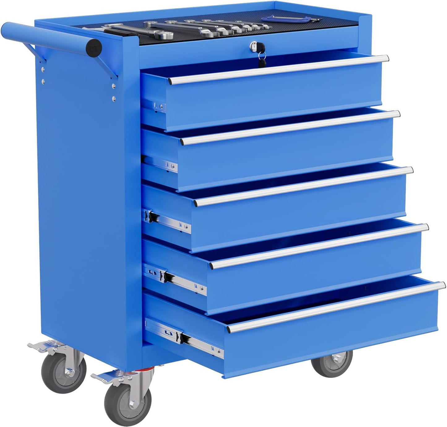 7-Drawer Rolling Tool Chest with Wheels, High Capacity Tool Box with Drawers, Metal Tool Storage Cabinet with Interlock System for Garage, Warehouse and Repair Shopp, Blue
