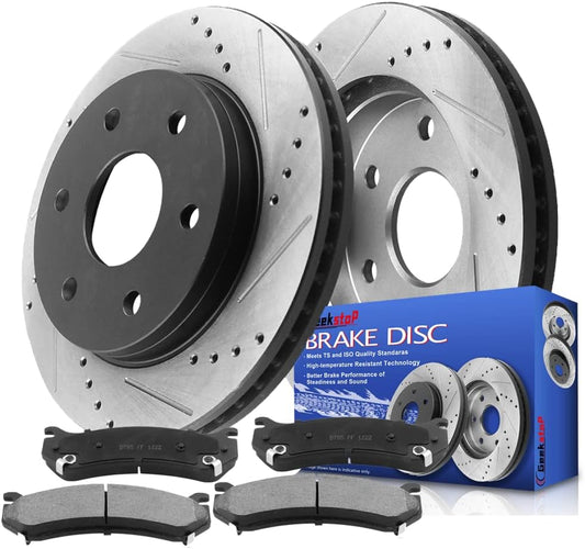 12.01" Front Disc Brake Rotors and Ceramic Brake Pads for 1999-2006 Chevy Silverado 1500, 2000-2006 Tahoe/Suburban 1500/Cadillac Escalade/GMC Sierra 1500, 2000-2006 Yukon XL/Yukon XL 1500