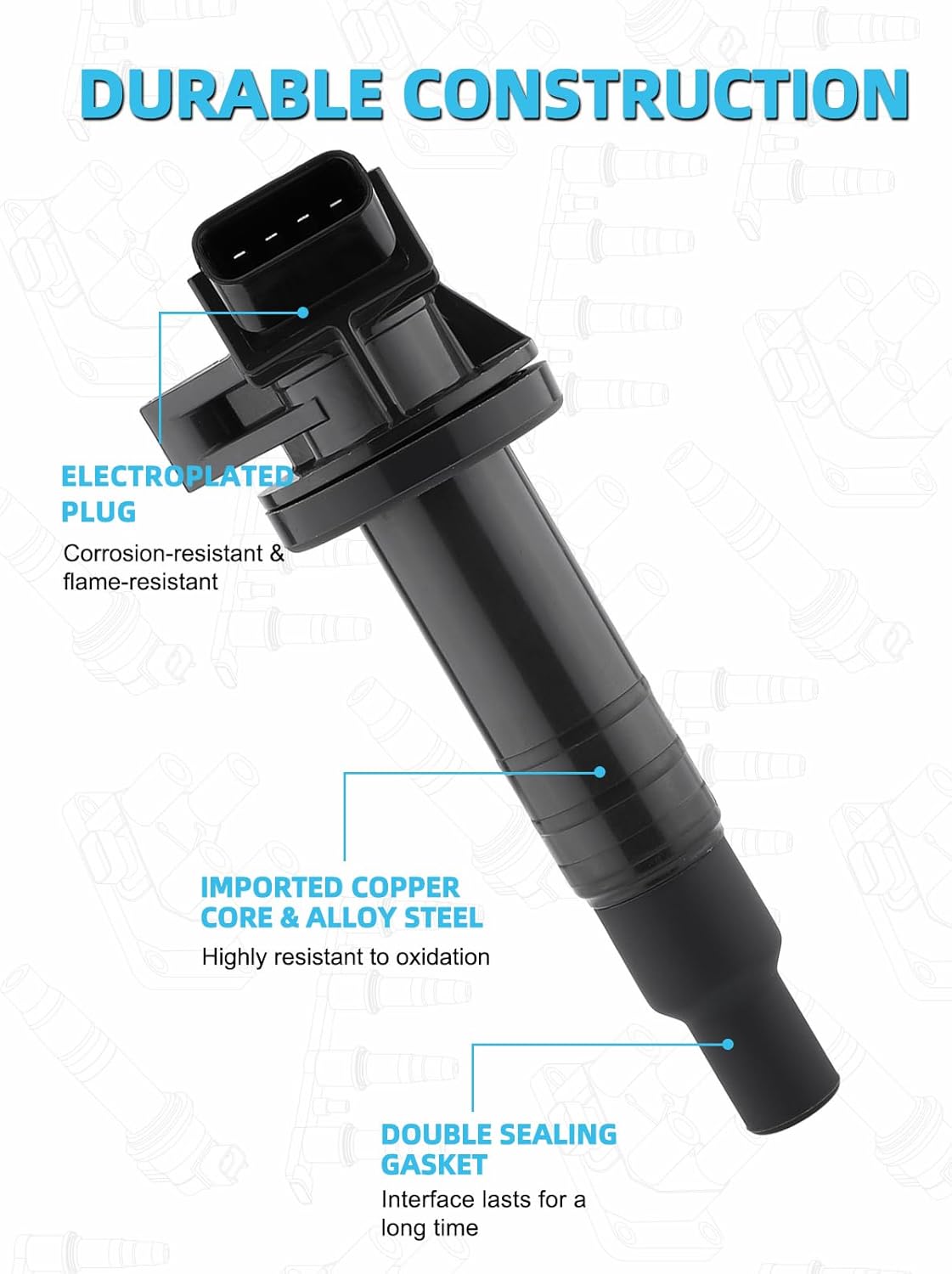 UF247 Ignition Coil 4503 Spark Plug For Toyota Celica 2000-2005,Corolla 1999-2008,Matrix 2003-2008,Mr2 Spyder 2000-2005,For Chevy Prizm 1999-2002,For Pontiac Vibe 2003-2008 1.8L L4,Set Of 4