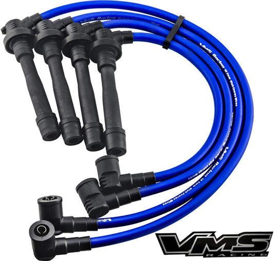 VMS RACING 93-97 Blue Performance Ignition Spark Plug Wires Set Compatible with Honda Del Sol 1.5L & 1.6L D15 & D16 Sohc 1993-1997
