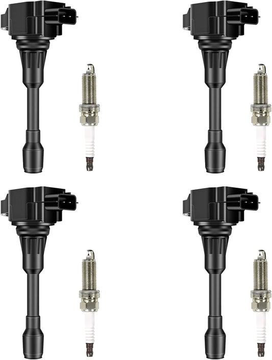 UF549 Set of 4 Ignition Coil Packs & Spark Plugs Compatible with Nissan Infiniti Altima Sentra Versa Rogue Cube QX60 NV200 Replace# 22448-ED000, 22448-JA00A, 22448-JA00C