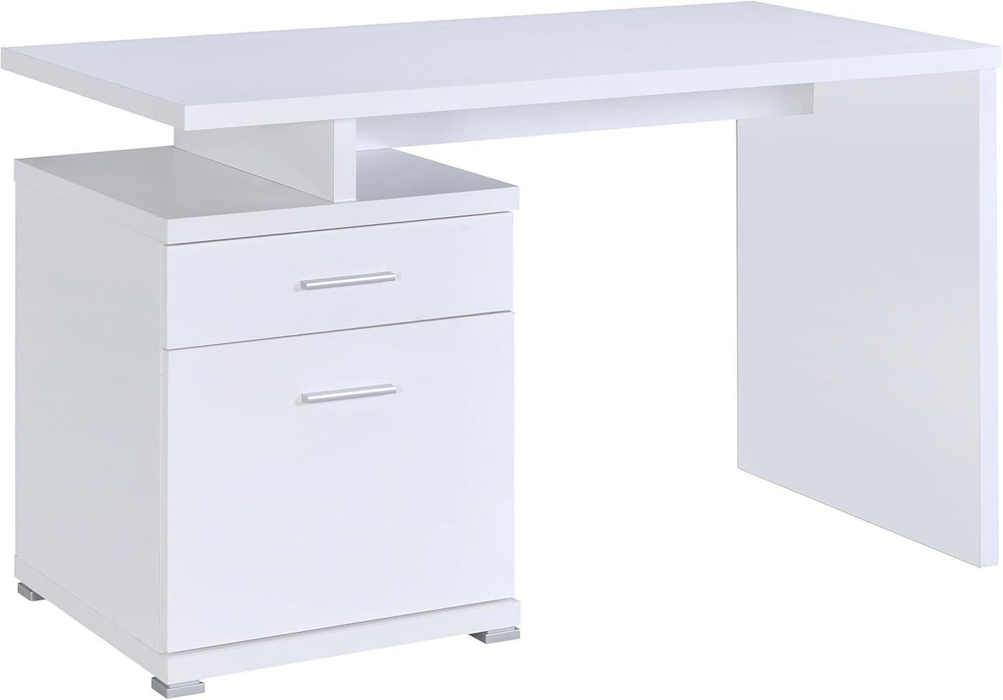 Coaster Home Furnishings - Irving - Engineered Wood - 2-Drawer Computer Desk with File Cabinet, Rectangular Desk with Smooth Top, and Plastic Glides - Home Office - 47-Inch - White - 800110
