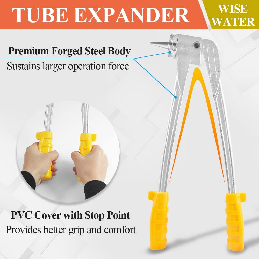 WiseWater HVAC Tubing Expander Kit, Tube Swaging Set Includes 3/8'' to 1-5/8''Expander Heads, Tube Cutter, Reamer, Deburring Tool for Soft Copper, Aluminum, Brass Tubes
