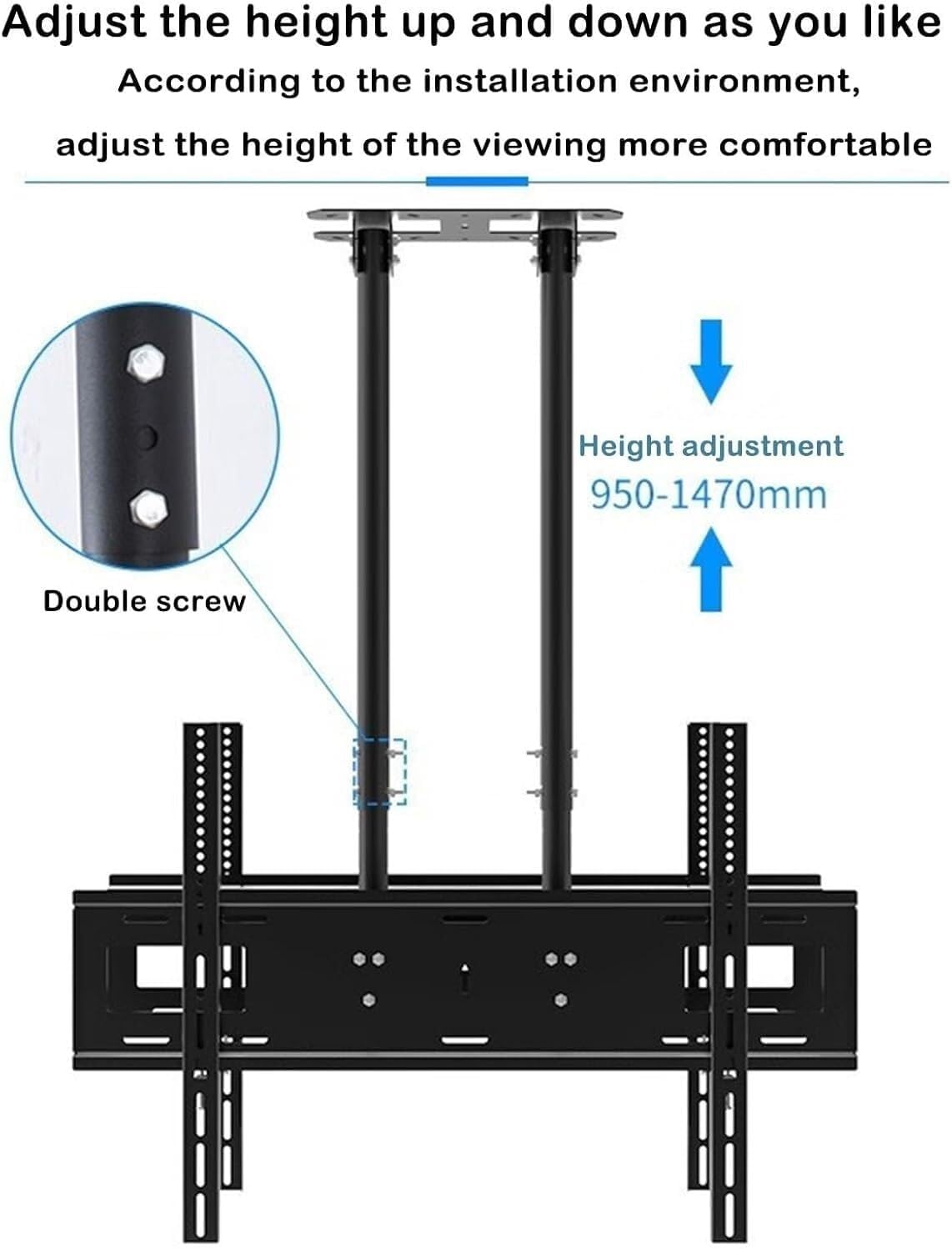 TV Mount Stands Adjustable Ceiling TV Mount Bracket - Dual Sided Ceiling TV Bracket, Hanging Ceiling Teles Height Adjustment Wall Brackets