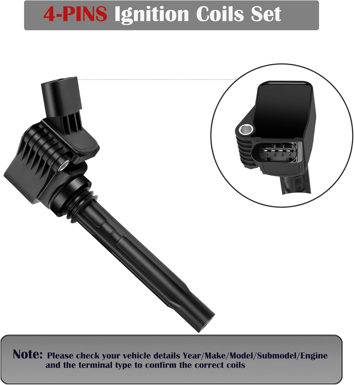 Set of 4 Ignition Coil Pack Fits for 2014 2015 2016 2017 2018 2019 Volkswagen VW Passat Beetle Jetta GTI Golf Audi A3 A4 1.8 2.0 Replaces UF765 GN10632