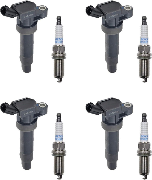 Set of 4 AD Auto Parts Ignition Coils + 4 Platinum TT Spark Plugs PKH16TT For Hyundai Santa Fe, Sonata, Tucson, Kia Borrego, Forte, Optima, Sorento, Sportage