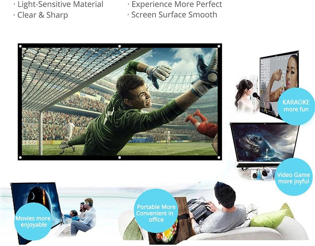 16:9 Full Projector Screen Home Cinema 60/72/100/150 Inch Indoor Outdoor Foldable Video Projection Screen Projector (Size : 72 inch) ()
