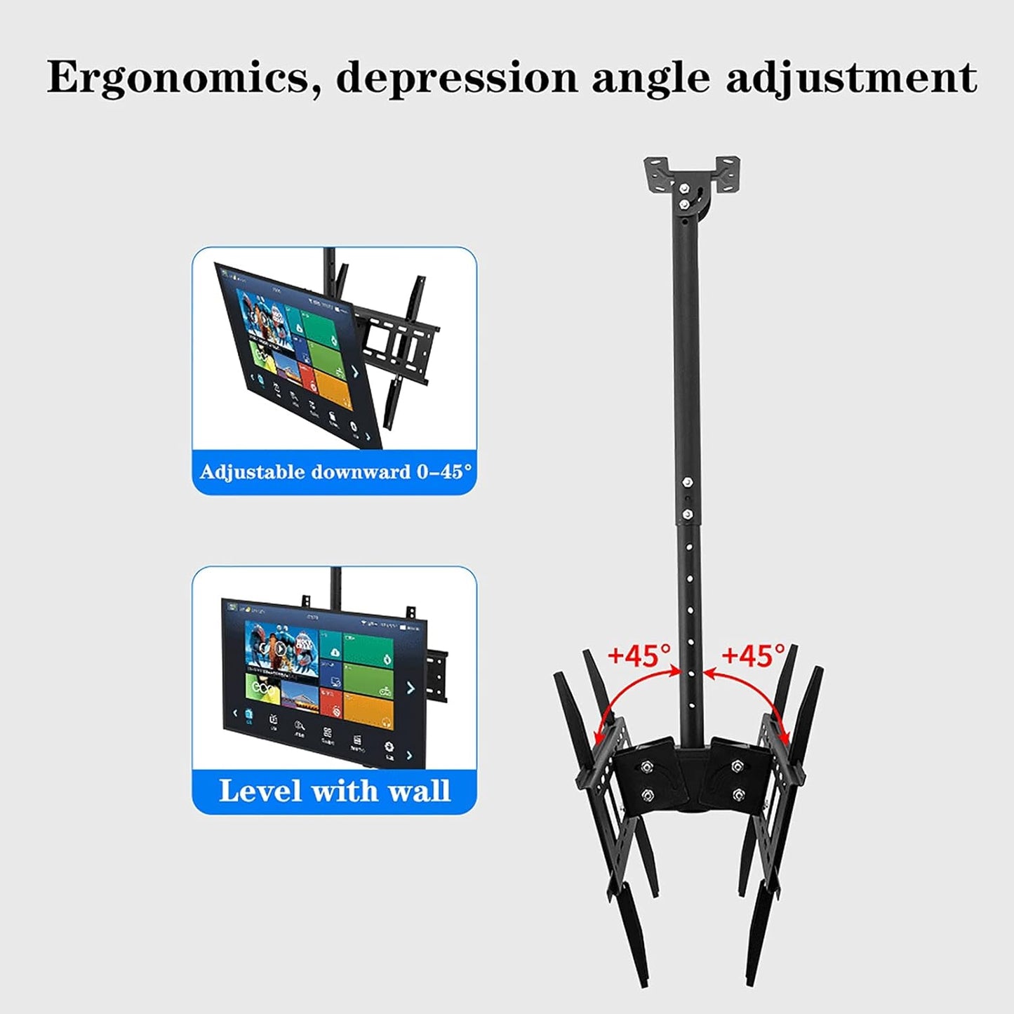 Universal TV Stand tv Wall Mount Double Sn Ceiling TV Mount, 360° Swivel and Tilt Ceiling TV Bracket, Fit Most 40-70 Inch LCD Flat Sn and Curved TVs (Size : 1m) (4m)