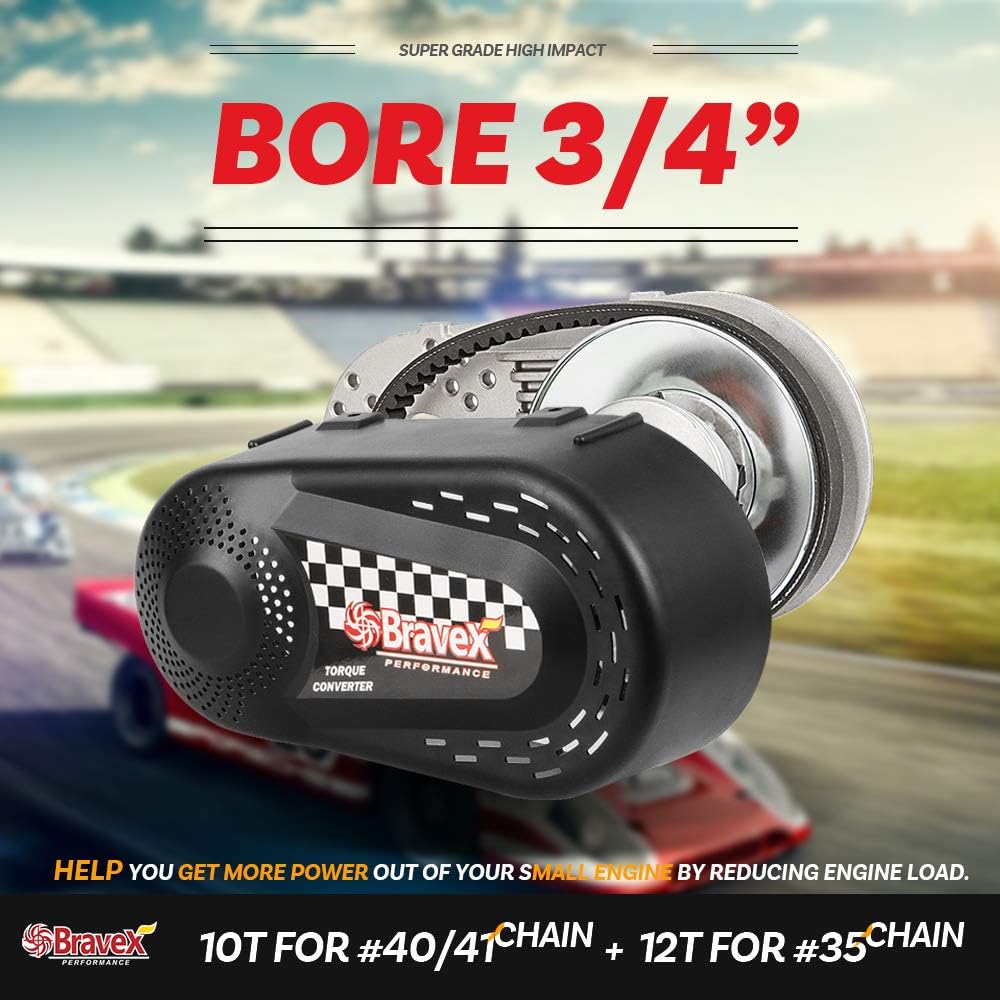 Complete Torque Converter for Predator 212 Go Kart Clutch Kit Set 3/4inch 10T #40/41 and 12T #35 Chain Replacement for 218353A Manco Comet TAV2