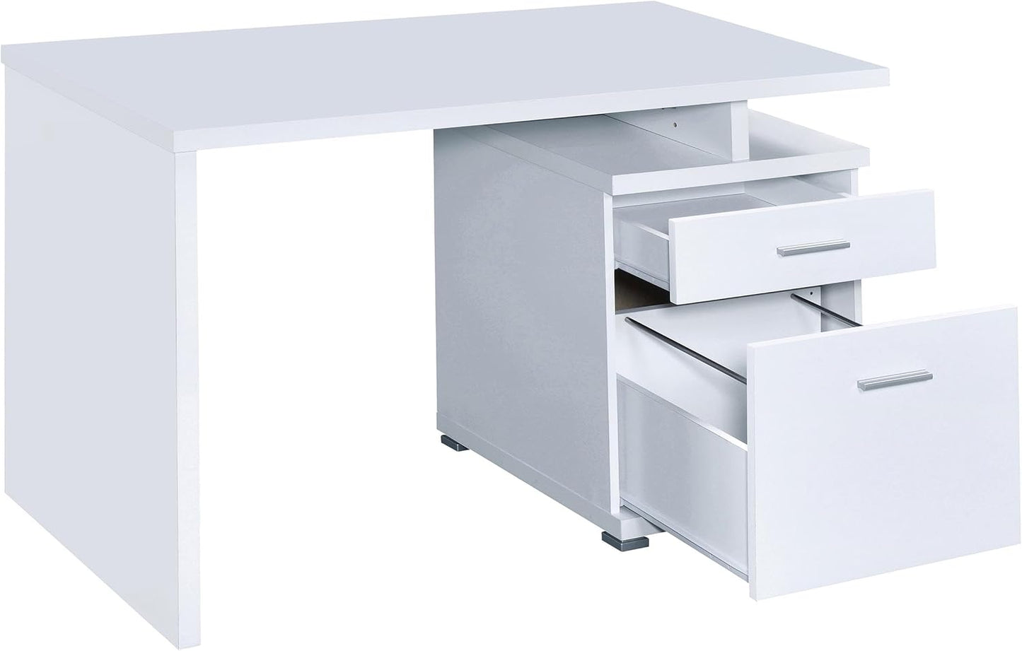 Coaster Home Furnishings - Irving - Engineered Wood - 2-Drawer Computer Desk with File Cabinet, Rectangular Desk with Smooth Top, and Plastic Glides - Home Office - 47-Inch - White - 800110