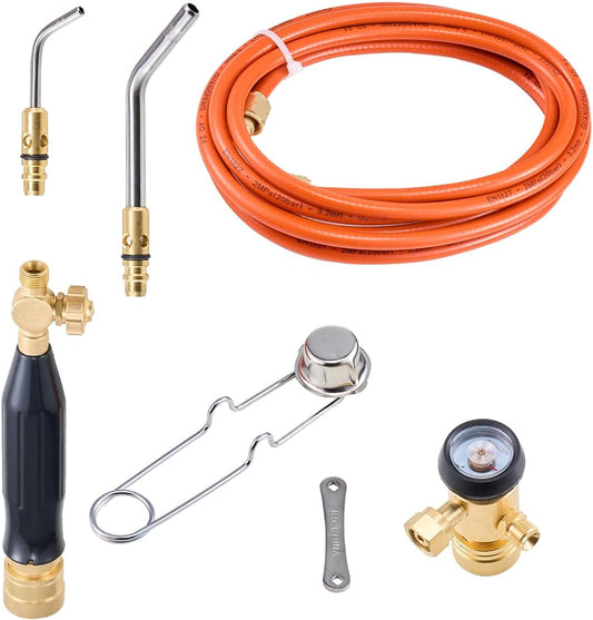 VEVOR Air Acetylene Torch Kit, Acetylene Gas Welding Tool with 149'' Hose, 2 Welding Tips, CGA200 Regulator & Torch Handle, Gas Brazing Welder for Home DIY Industrial Sites (without Gas Cylinder)