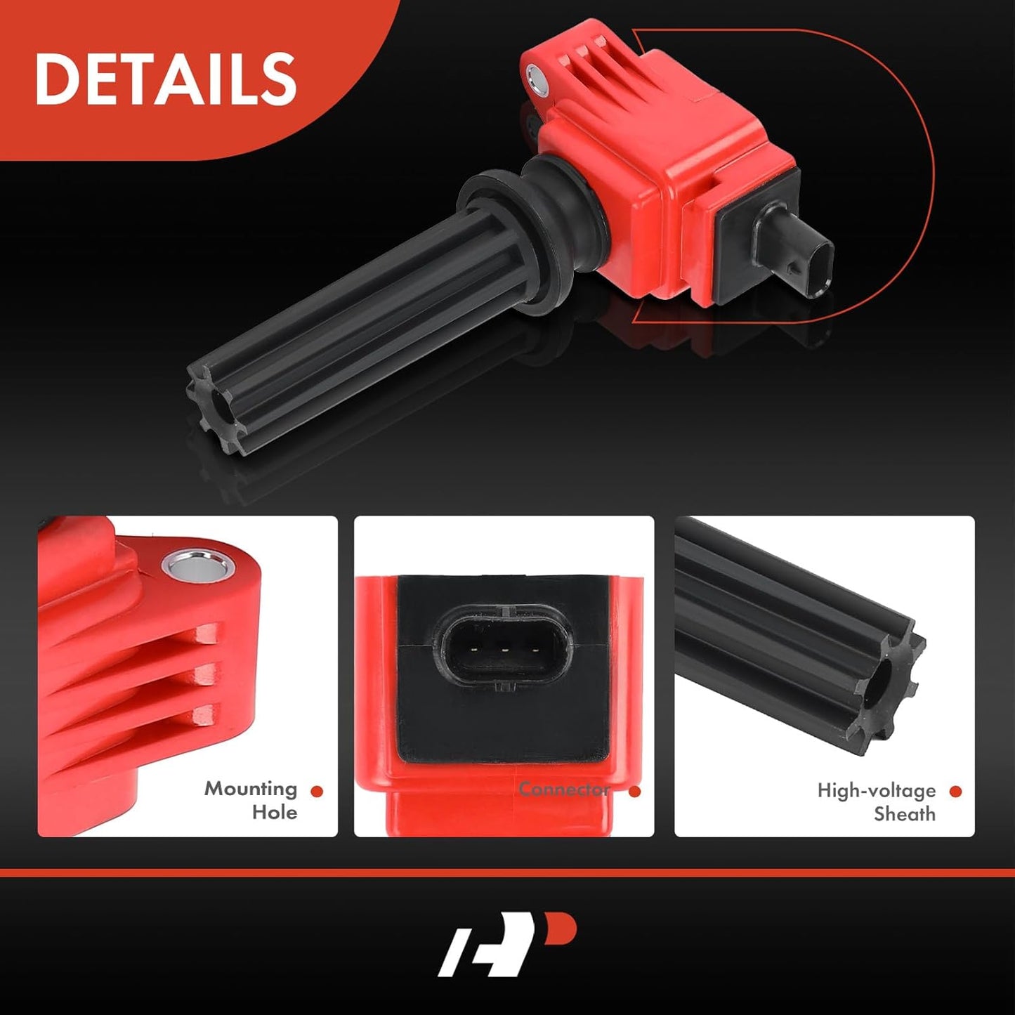 A-Premium Engine Ignition Coil Pack Compatible with Ford Explorer, Escape, Fusion, Focus, Edge, Mustang, Taurus, EcoSport & Land Rover Range Rover Evoque, Discovery Sport, LR2 & Lincoln MKZ, MKC, MKT