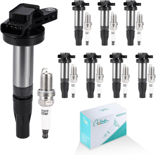 UF519 Ignition Coil Pack 8PCS & BKR5EGP Spark Plugs 4.0L 4.2L 4.4L For Jaguar S-Type Super Vanden Plas XF XJ8 XJR XK XK8 XKR,For Land Rover LR3 Range Rover Sport 2003-2010, E1019 5C1420