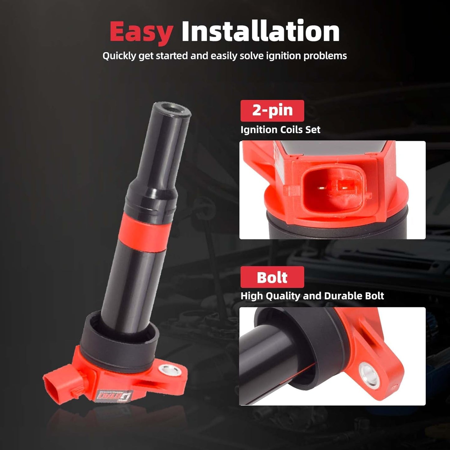 Set of 4 Upgraded Ignition Coil Pack for 1.8L 2.0L L4 2011-2020 Hyundai Elantra, 2014-2021 Hyundai Tucson, 2014-2016 Kia Forte, 2014-2018 Kia Forte5, 2012-2019 Kia Soul Replaces UF651 C1804