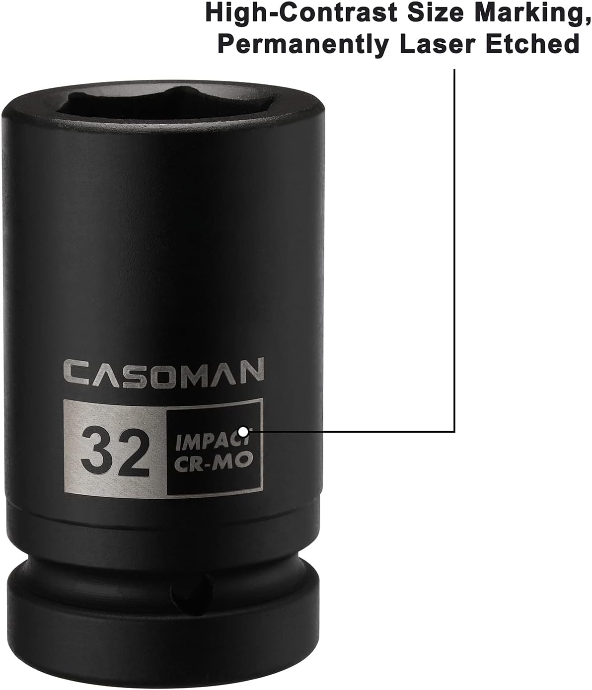CASOMAN 10PCS 1-Inch Drive Deep Impact Socket Set, Metric, CR-MO, 21,22,24,27,29,30,32,33,38,41mm, Deep Spindle Axle Nut Impact Socket Set