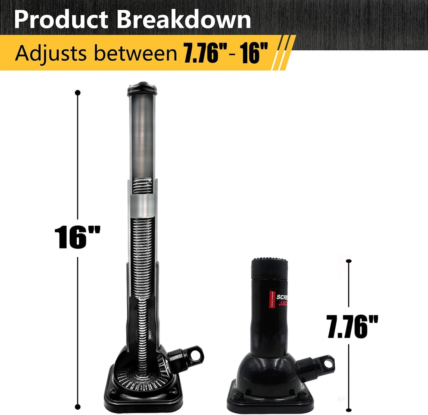 Car Jack 2 Ton (4,000 lb) Capacity Spiral Jack for Pickup Truck, Screw Jacks for Car Lift or Jack Stands, Tire Jack Fit for Ford F150 Truck Chevy Silverado Dodge Ram 1500 (Black)