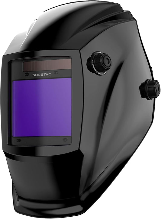 Welding Helmet with Auto Darkening Large Viewing Screen 3.94"X3.27" True Color Solar Power, 4 Arc Sensor Wide Shade 4/5-9/9-13 for STICK/MIG/TIG/CUT