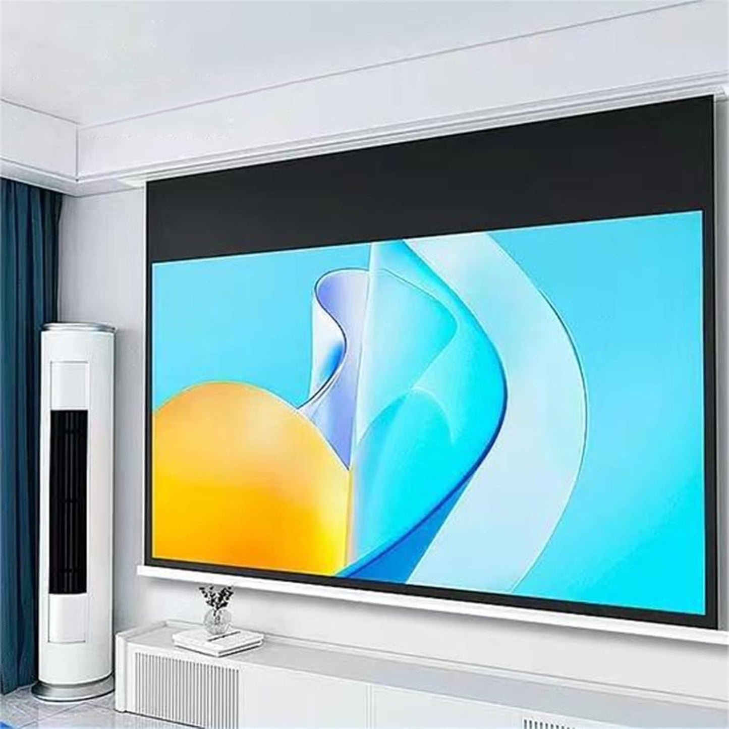 100" Motorized Projector Screen, Electric Diagonal Automatic Projection with Remote Control, 16:9 Wall/Ceiling Mount Movies Screen for Office Video Game (72in)