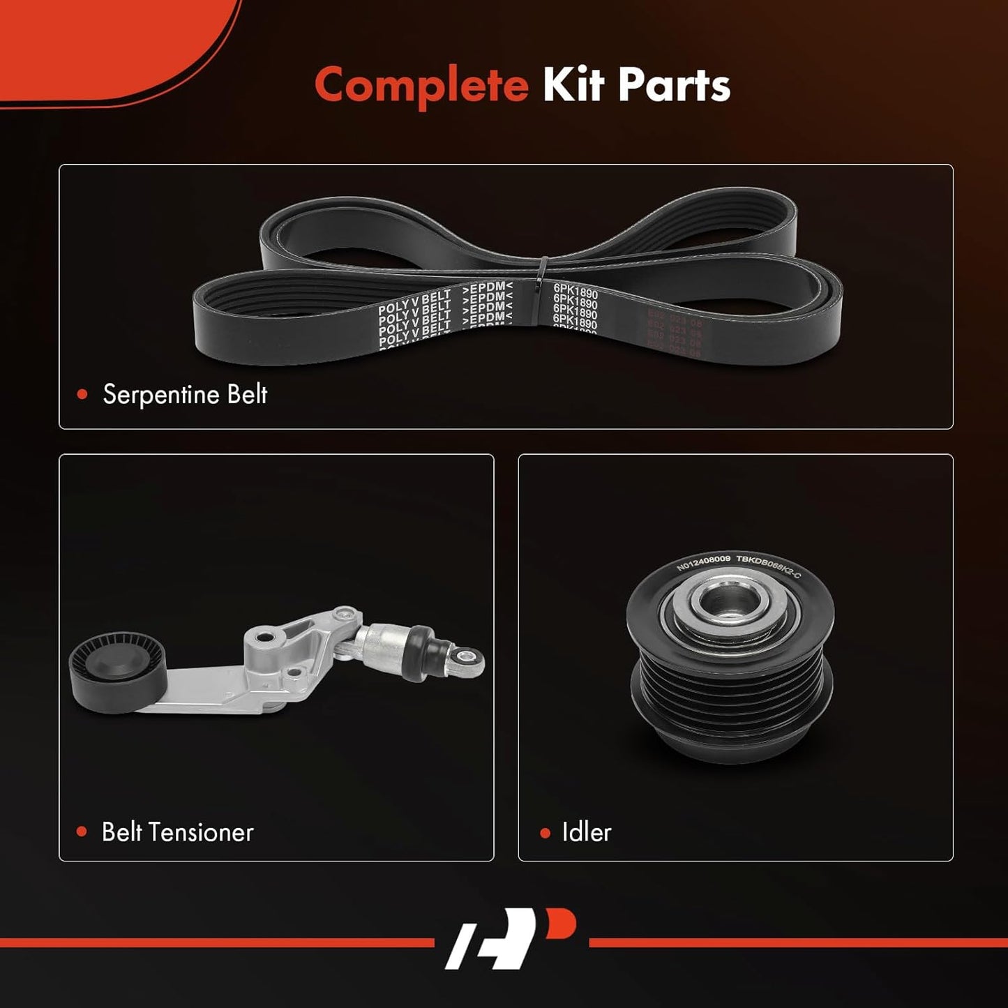 A-Premium Engine Serpentine Drive Belt Kit with Tensioner & Idler Pulley Compatible with Toyota Corolla 2003-2008, Matrix 2003-2008, Celica 2003-2005, 1.8L