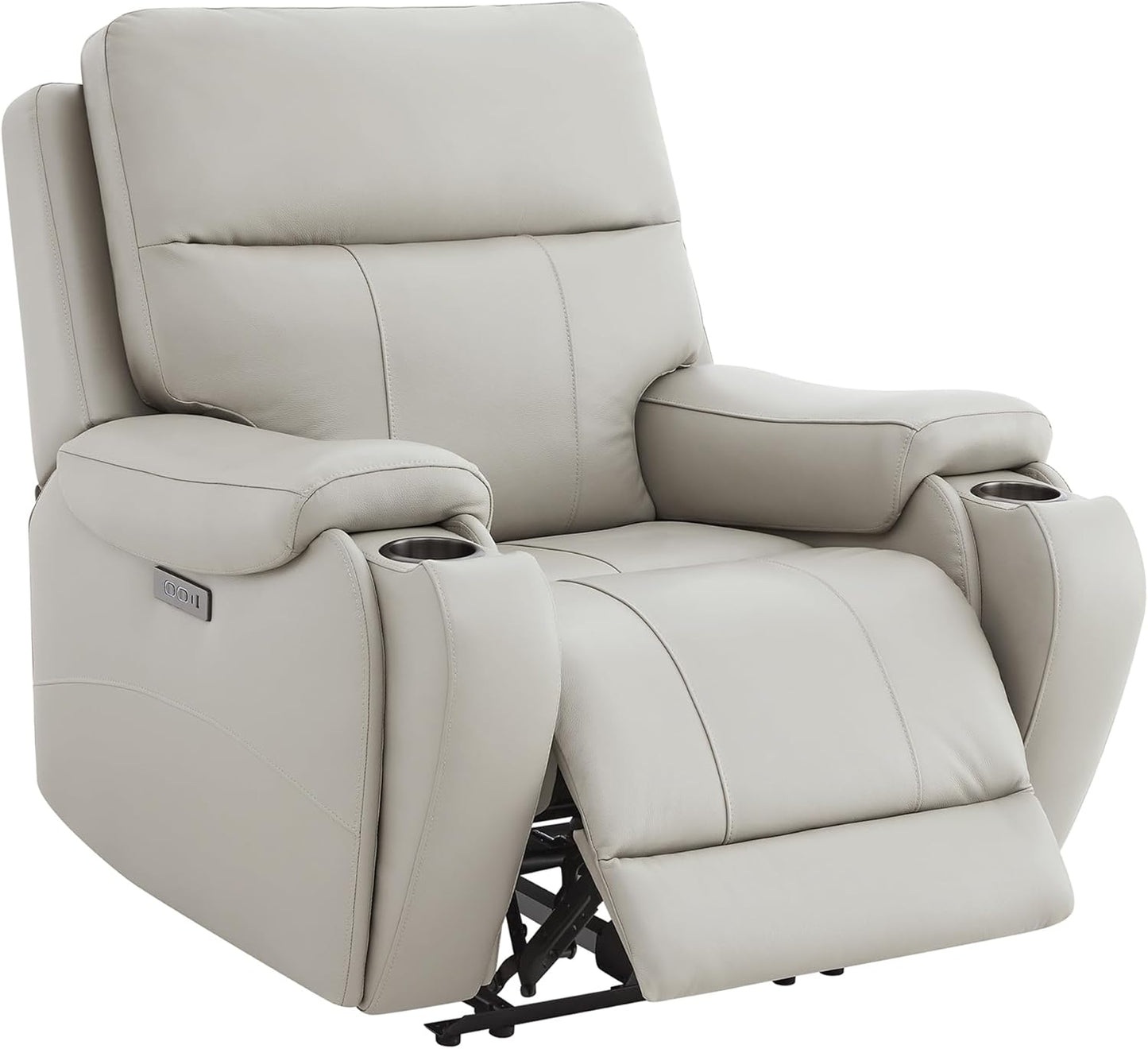 CHITA Power Zero Gravity Recliner Chair, Genuine Leather Recliner Chair for Adults, Adjustable Reclining Sofa Lounge with Hidden Slide-Out Cupholders, USB and Type-C Ports, Creamy Grey
