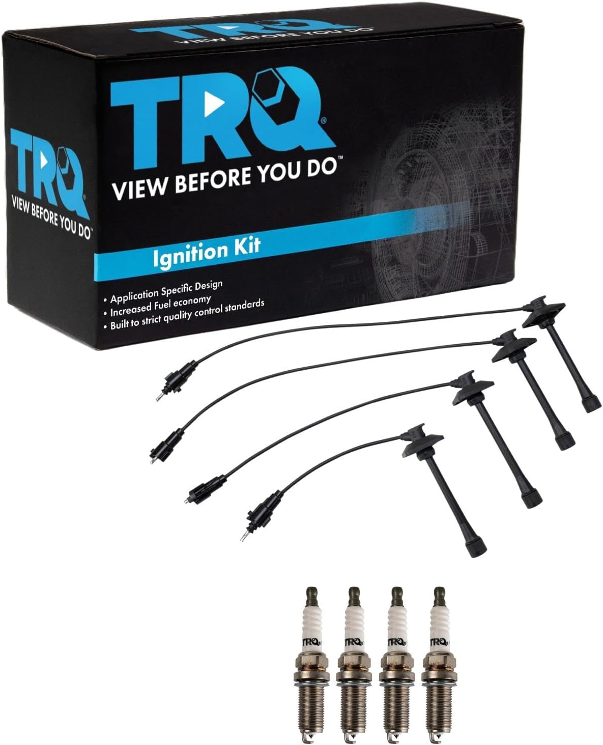 TRQ Ignition Kit Spark Plugs Wire Set Compatible with 2011-2019 Ford Fiesta