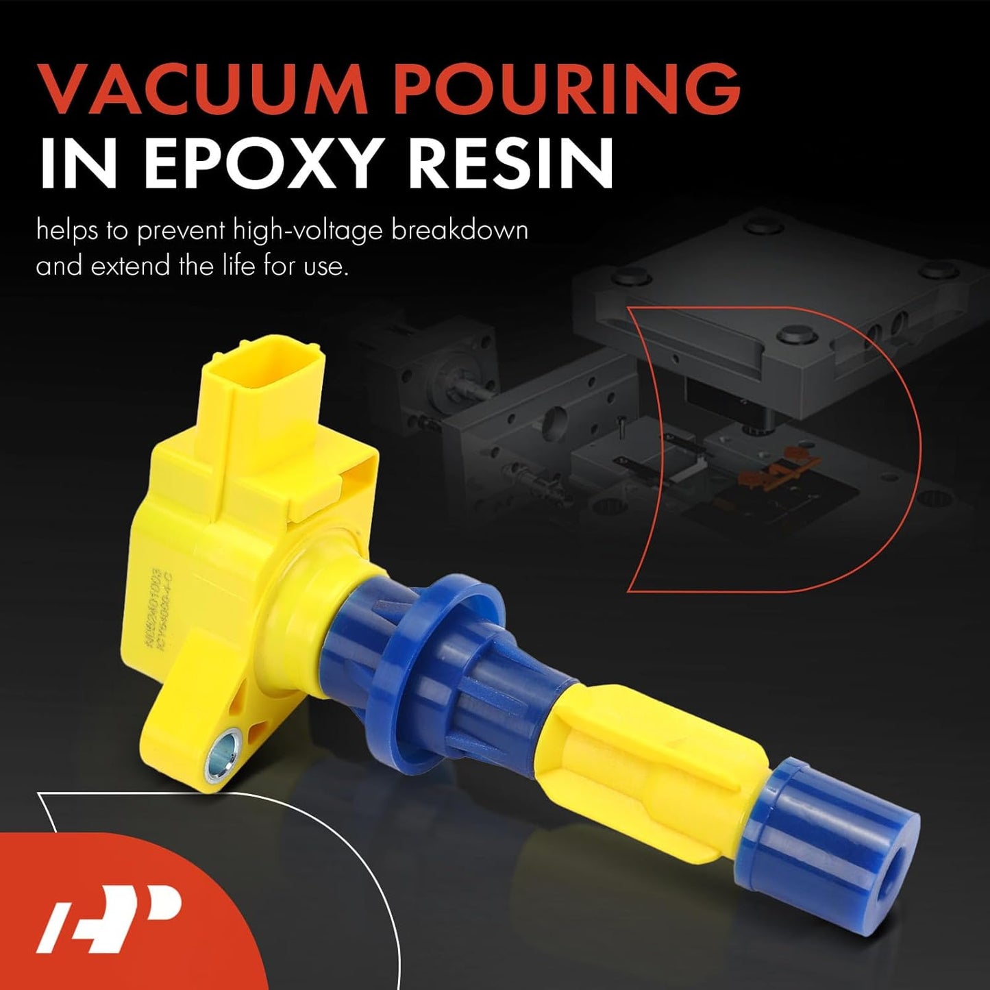 A-Premium (Yellow) Engine Ignition Coil Pack Compatible with Mazda 3 2006-2013, 3 Sport 2009-2010 2012-2013, 6 2006-2013, CX-7 2010-2012, MX-5 Miata 2006-2015, 2.0L 2.3L 2.5L, 4-PC Set