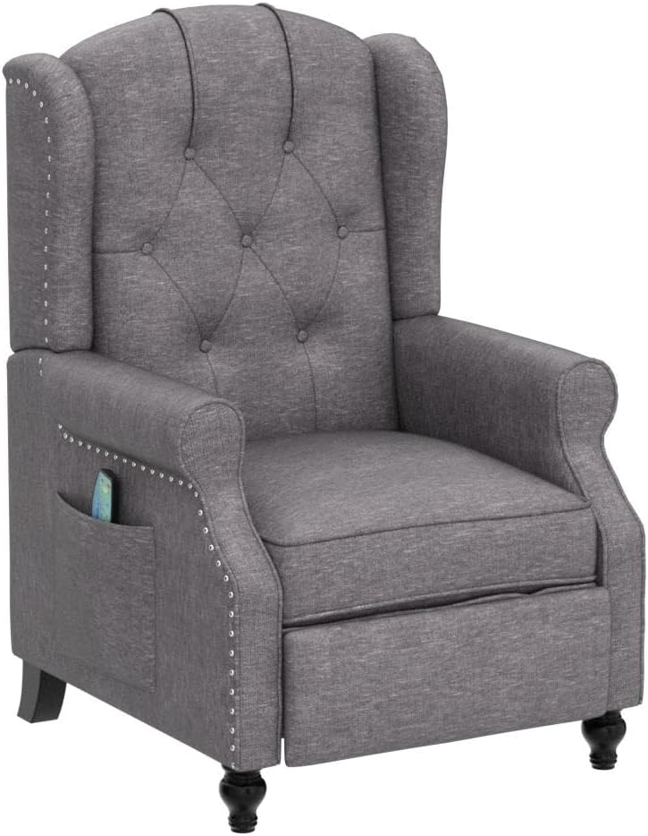 SAMERY Wingback Recliner Chair with Massage and Heat, Accent Chair Push Back Recliner Tufted Arm Chair for Living Room Bedroom, Reading Lounge Sofa Seat with Remote Control, Adjustable Backrest