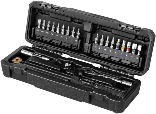 Topeak Torq Stick Pro 4-20 Nm, Tool Box w/TorqStick 4-20nm, mini Ratchet Tool, Finger bit Holder, Speed Sleeve bit Holder, 18 Tool bits (4-20Nm, 18 Tool Bits)
