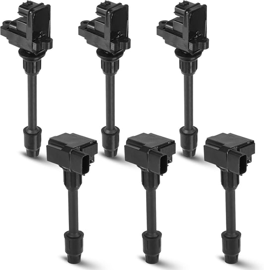 Set of 6 Ignition Coil Pack Compatible with Infiniti I30 1996-1999 Nissan Maxima 1995-1999 3.0 V6, Replace for UF138 UF262 UF139 UF263, Black