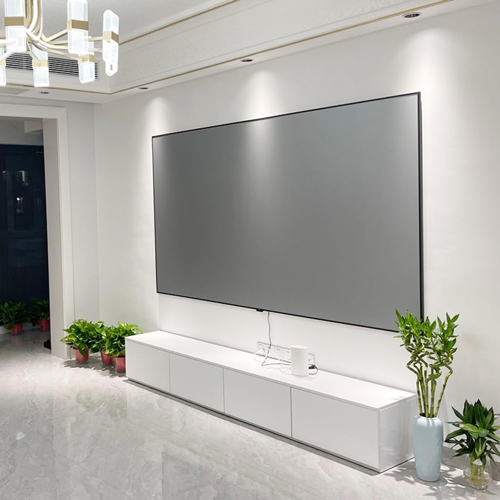 72" 80" 92" Indoor Wall-Mounted Projection Screen, 16:9 Fixed Frame 3D 4K Ultra HD Movie Screen for Office Home Theater Video Game(80" (16:9))