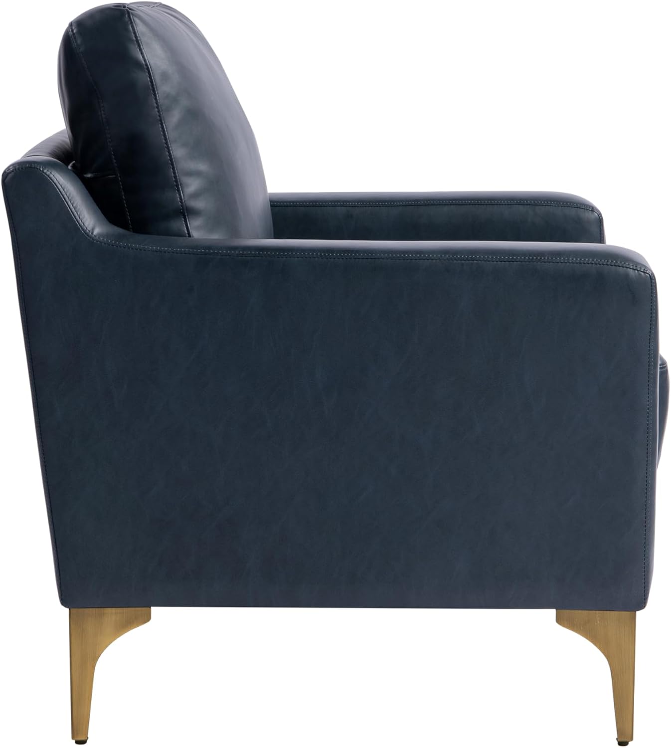 Serta Triton 33.5" Arm Chair, Transitional Modern, Dreamcoil Comfort, Metal Legs, Vegan Leather, Navy Blue