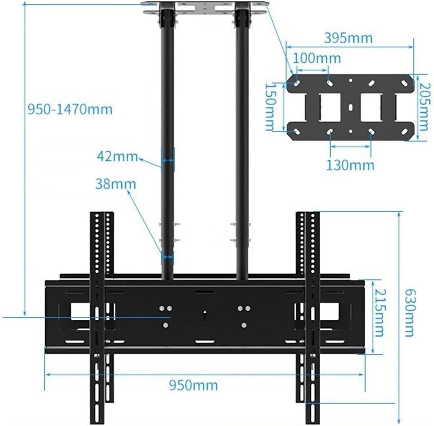 TV Mount Stands Adjustable Ceiling TV Mount Bracket - Dual Sided Ceiling TV Bracket, Hanging Ceiling Teles Height Adjustment Wall Brackets