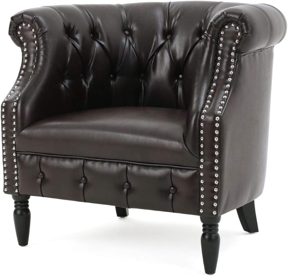 Christopher Knight Home Akira Leather Club Chair, Brown