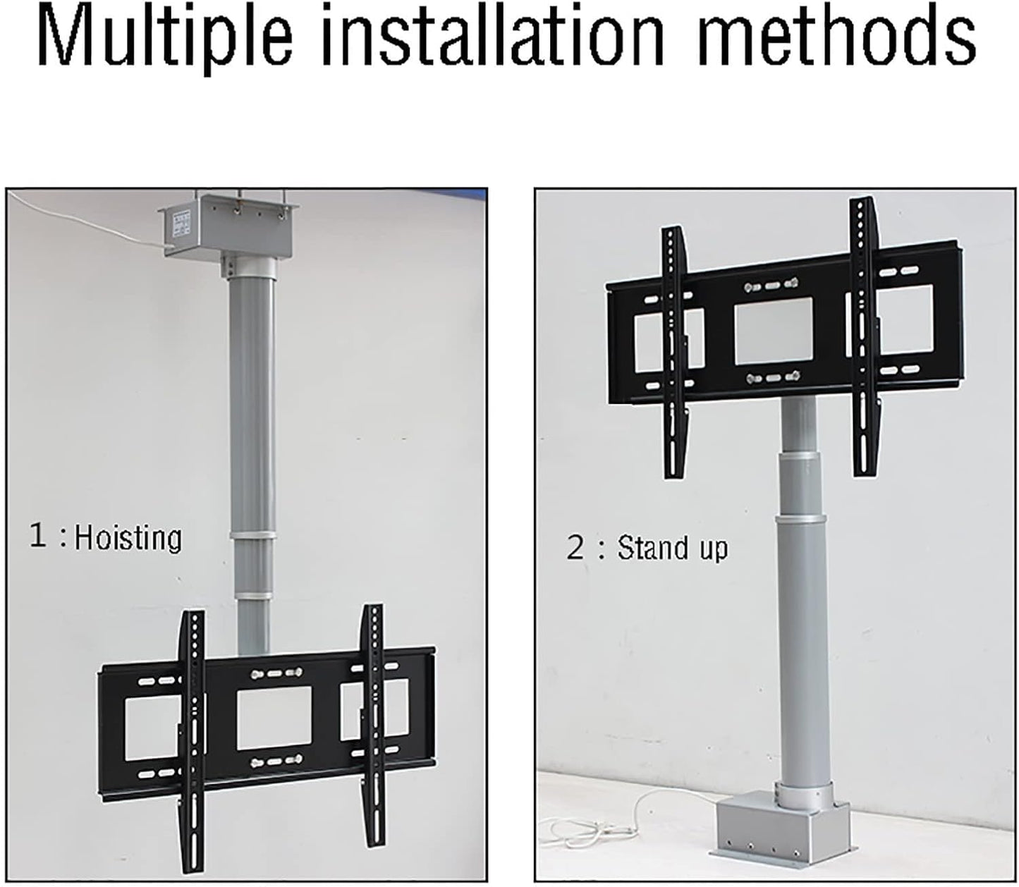 TV Stand/Base Tabletop with Bracket, Motorized Ceiling TV Mount for 26-70 Inch TVs Black 30-150cm 360° Manual Rotation