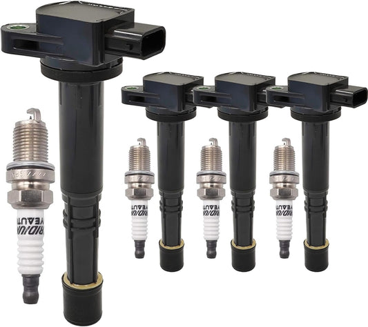 UF311 Ignition Coil Pack 30520-PNA-007 and Iridium Spark Plugs 92213 Set of 4PCS Compatible with Honda Accord 2003-2017,Civic 2002-2011 2016-2024,CR-V 2002-2019,Element 2003-2011&Acura 2.0L 2.4L L4