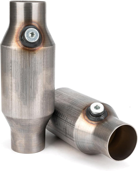 2.5 Inch Inlet/Outlet Universal High Flow Front Catalytic Converter Direct-Fit with O2 Port(EPA Compliant)