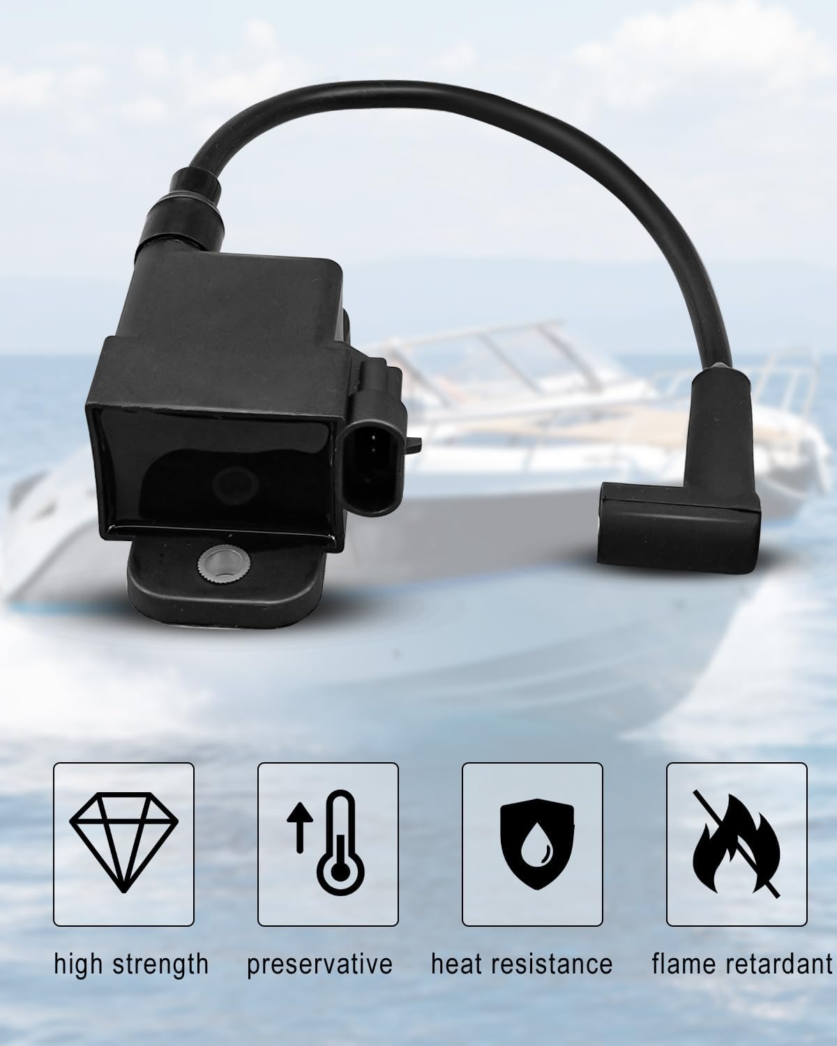 3PCS Outboard Ignition Coil CDM Module Fit For Mercury 30-300HP Force 40 50 75 90 and 120HP 1996-2007 Replace 114-7509 827509A10 827509T7, 4 Pins Outboard Ignition Coil Packs Replacement