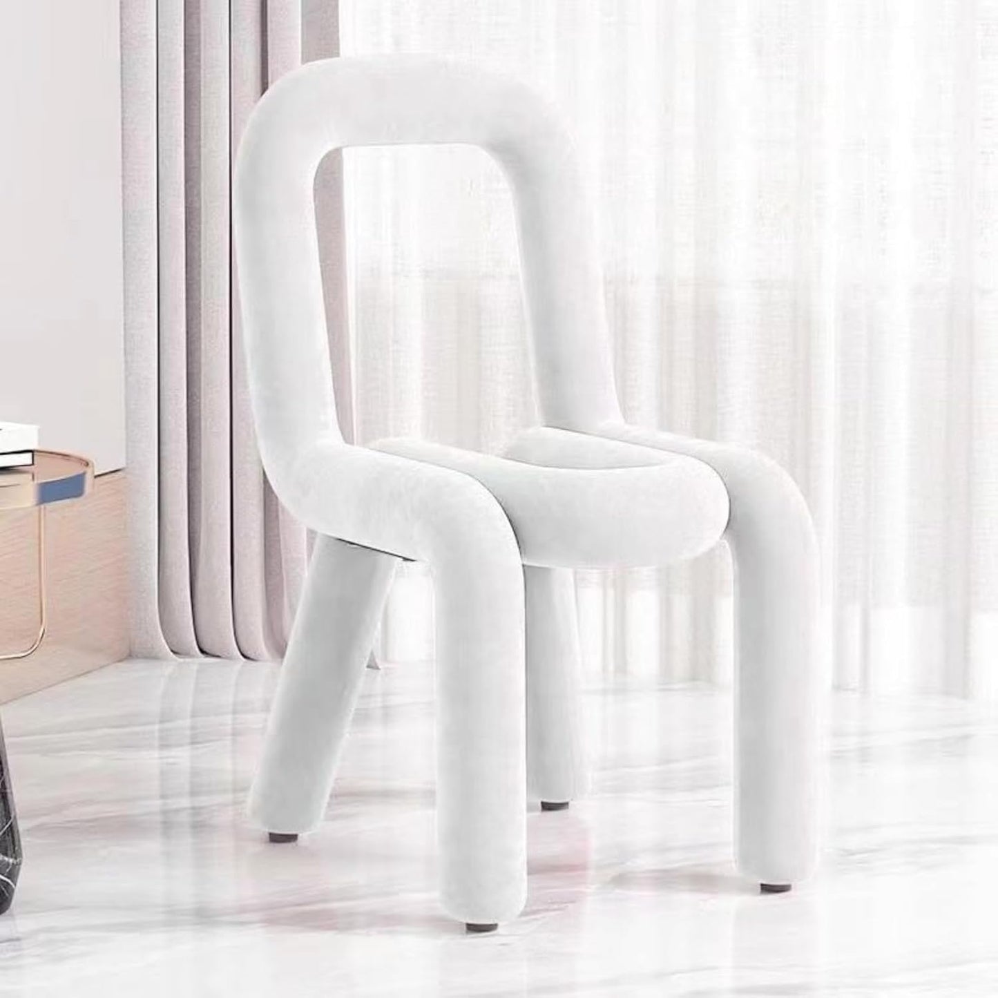 Vanity Chair with Back, Modern Ottoman - Soft Padded Seat, Makeup Stool Velvet Footrest Accent Chair for Home, Garden, Bedroom - Armless Luxury Chair for Living Room, Entryway