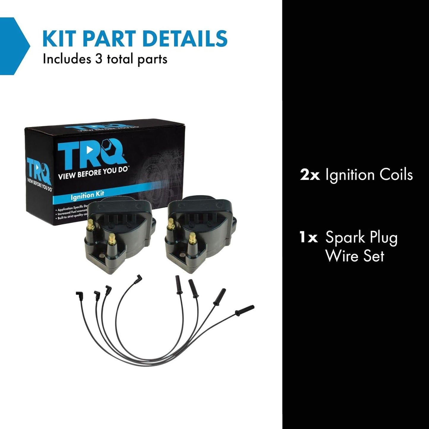 TRQ Ignition Kit Ignition Coil Spark Plugs Wire Set Compatible with 1993-1995 Chevrolet Beretta 1994-1995 Cavalier Corsica LLV 1993 Lumina S10 GMC Sonoma 1995 Pontiac Sunfire