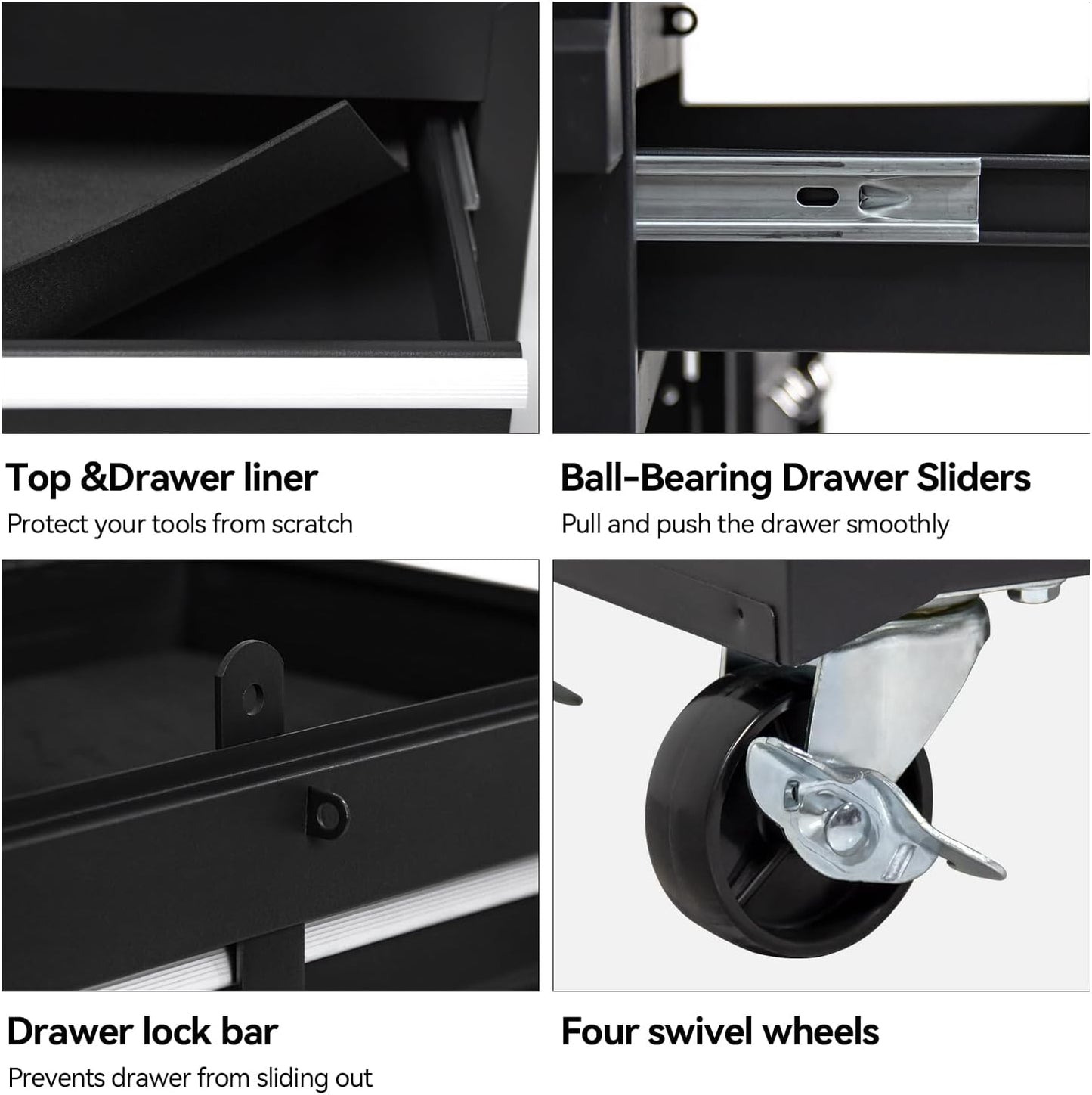 5-Drawer Rolling Tool Chest, High Capacity, Adjustable Shelf, Lockable Drawers, Detachable 2 in 1 Mechanic Tool Box Storage Cabinet with Wheels for Garage Workshop Warehouse Repair Shop
