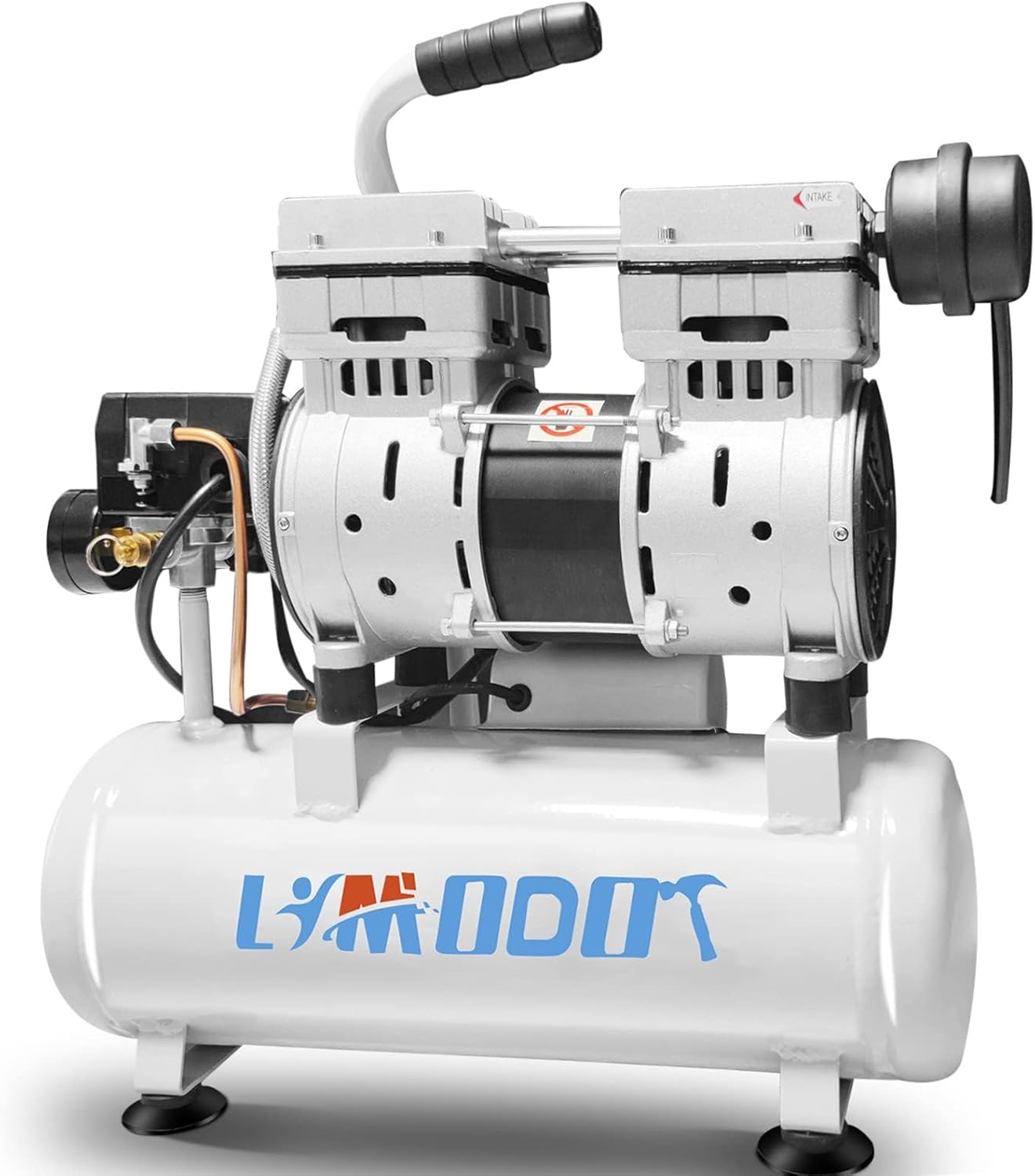 Ultra Quiet Air Compressor, Only 60dB, 1 Gallon Steel Tank, Oil-Free, Electric Air Compressor Perfect for Woodwork Nailing, Garage, Car, Pneumatic Tool, Includes 25 Ft. Air Hose Kit