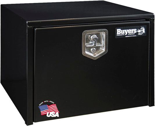 Buyers Products 1702300 Black Steel Underbody Truck Box w/ T-Handle Latch, 18x18x24 Inch, Contractor Toolbox For Organization And Storage, Job Tool Chest