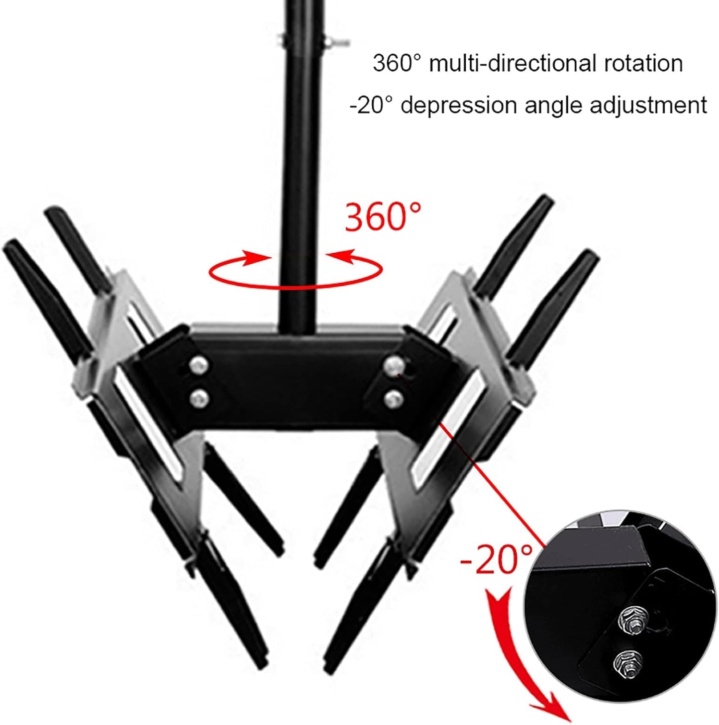 Ceiling TV Mount Bracket Dual Sided Adjustable Tilt & Swivel for 32 65 Inch LED Displays Heavy Duty Support Perfect for Home Theaters and Commercial Spaces