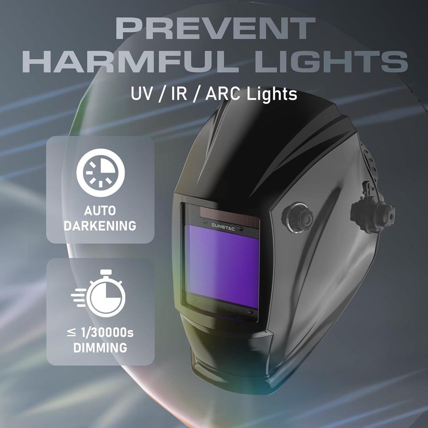 Welding Helmet with Auto Darkening Large Viewing Screen 3.94"X3.27" True Color Solar Power, 4 Arc Sensor Wide Shade 4/5-9/9-13 for STICK/MIG/TIG/CUT