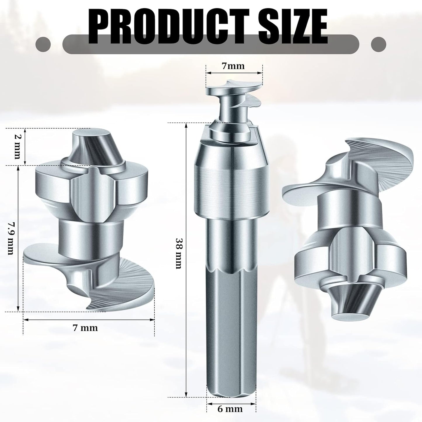 Carbide Spikes for Truck Tires - Snow Studs for Snowmobile & Racing Car - 7 x 9.9 mm (101 Pieces) with Installation Tool