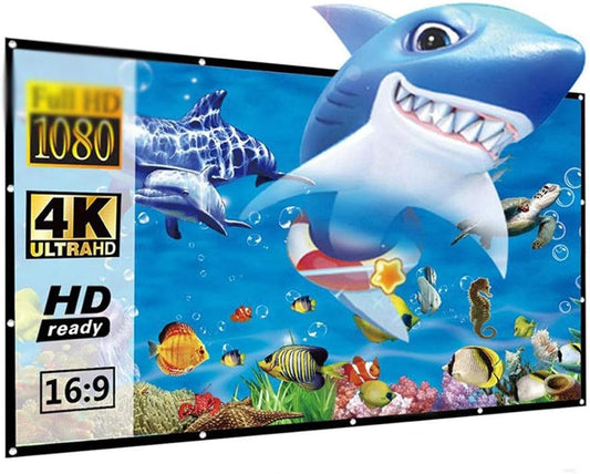 Thicken Projector Screen,120/150 inch 16:9,Foldable Portable White Projection Screen Polyester Outdoor Home Theater (Size : 150 inch)