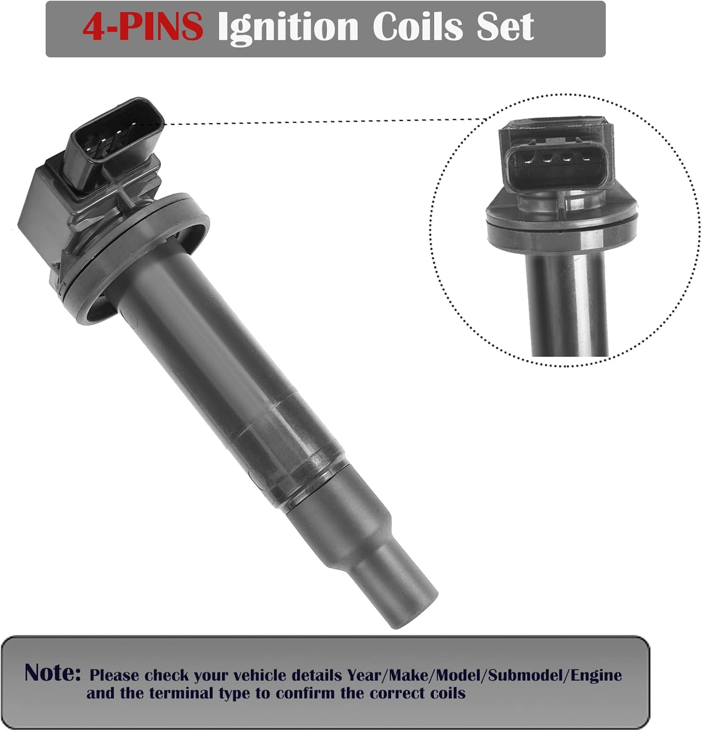 Set of 4 Coil Pack and Spark Plugs 1.5L L4 Toyota Prius Echo Yaris Scion XA XB 2001 2002 2003 2004 2005 2006 2007 2008 2009 Ignition Coil & Spark Plugs Combo Replaces# UF316