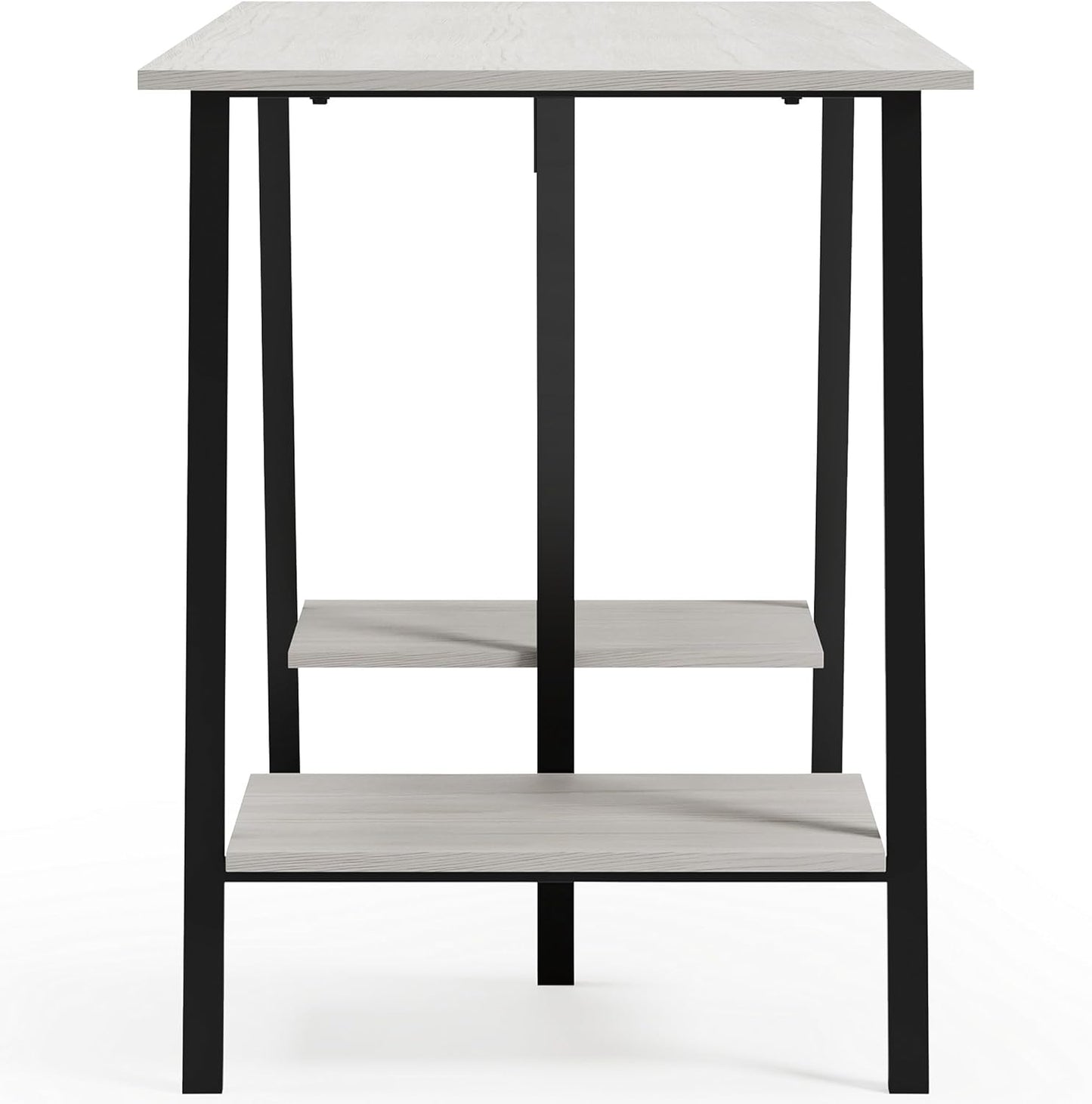 Signature Design by Ashley Bayflynn Modern Home Office Desk or Drafting Table with Sawhorse Legs, White & Black