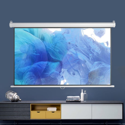Wall-Mounted Projection Screen - 4:3/16:9 HD Portable Projection Screen Manual Pull Down Retractable Movies Screen with Auto-Lock, for Home Movie Theater, Slide/Video Showing (100) ( 72inch 4:3)
