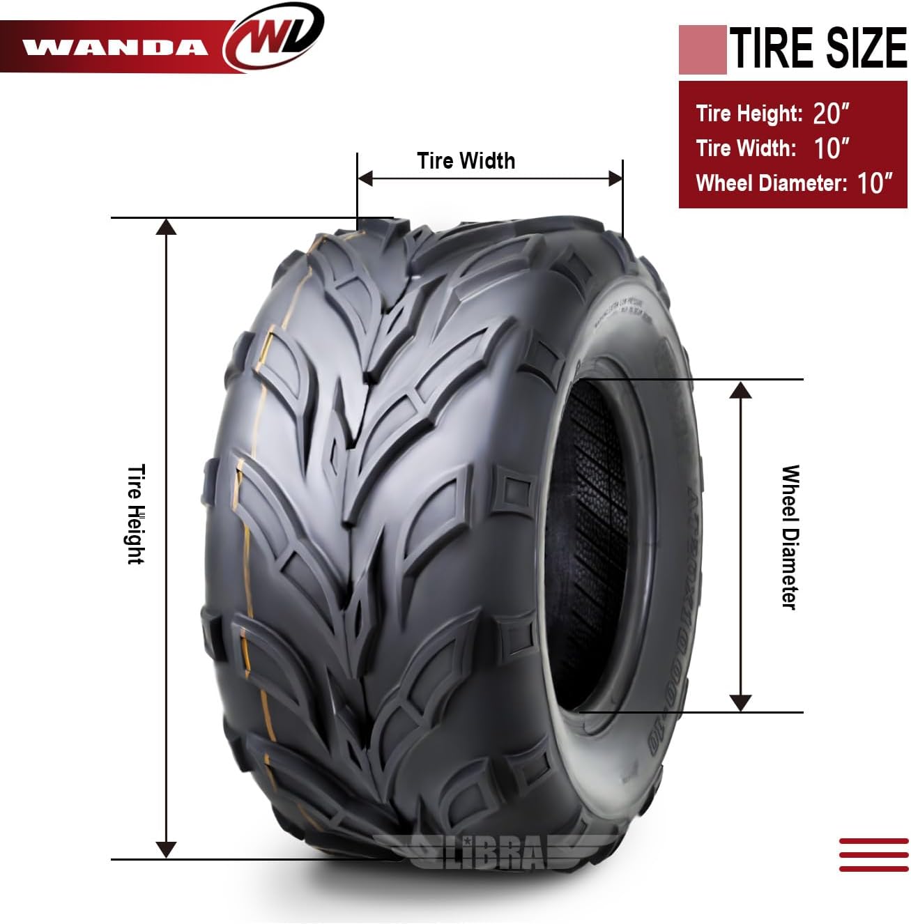 WANDA Set of 2 Sport ATV Tires 20x10-10 20x10x10 4PR P361-10193